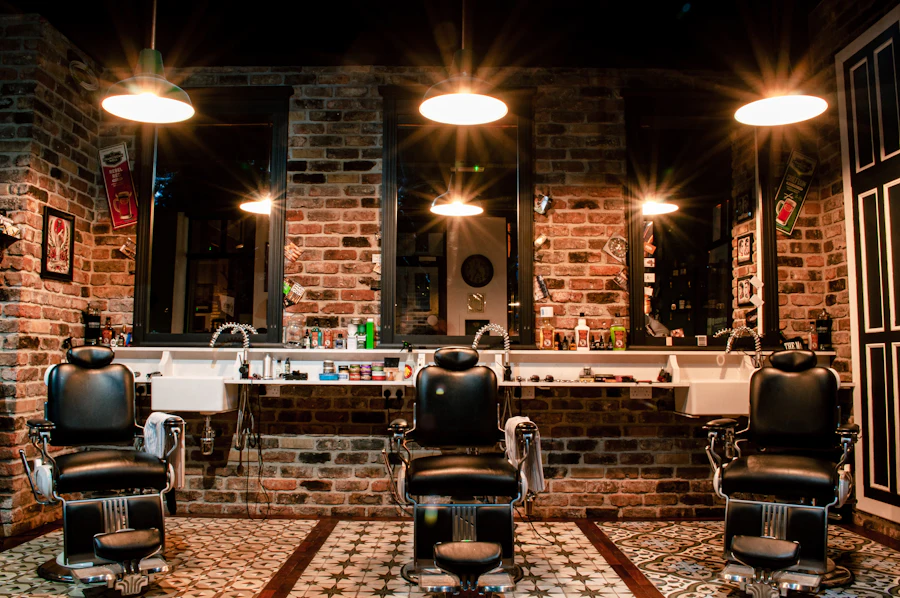 Interior de una barbería moderna